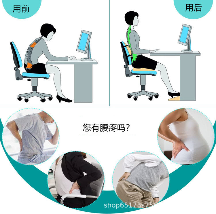 Mesh Cover Double Adjustable Straps Lumbar Pillow Memory Foam