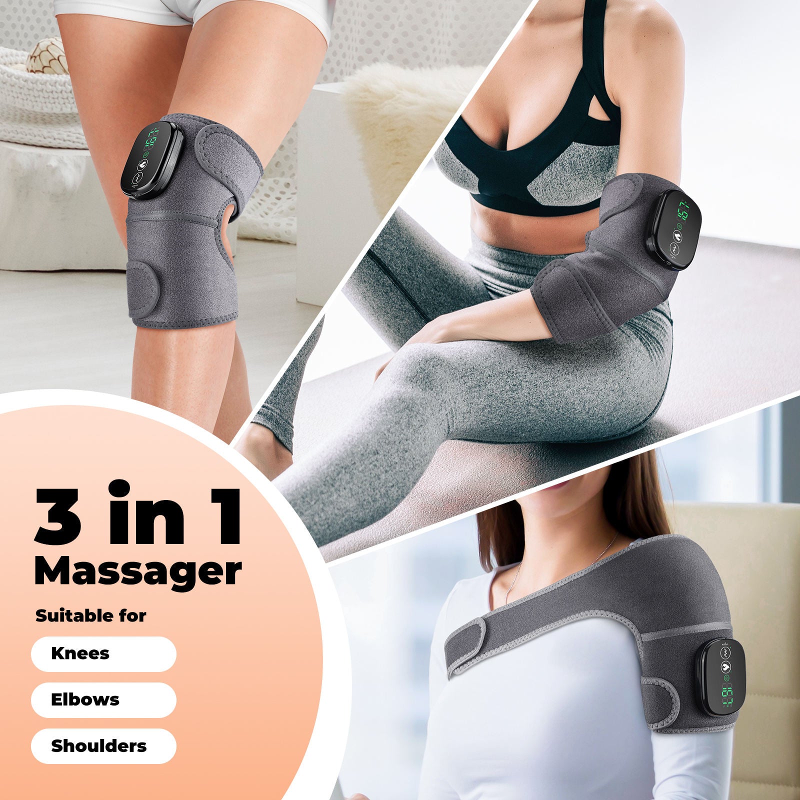 3-in-1 Wireless Heating & Vibration Knee Massager for Joint Pain Relief