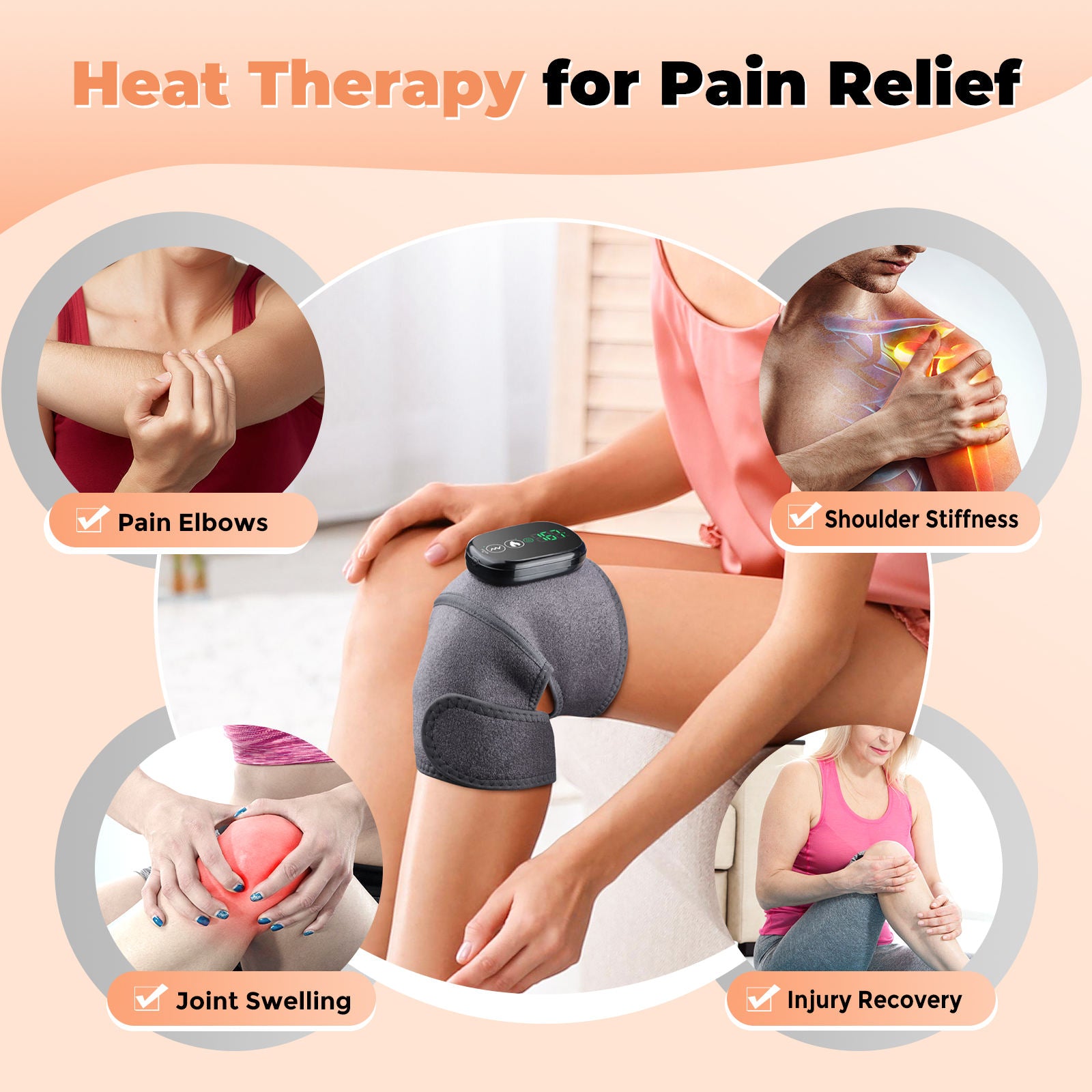 3-in-1 Wireless Heating & Vibration Knee Massager for Joint Pain Relief