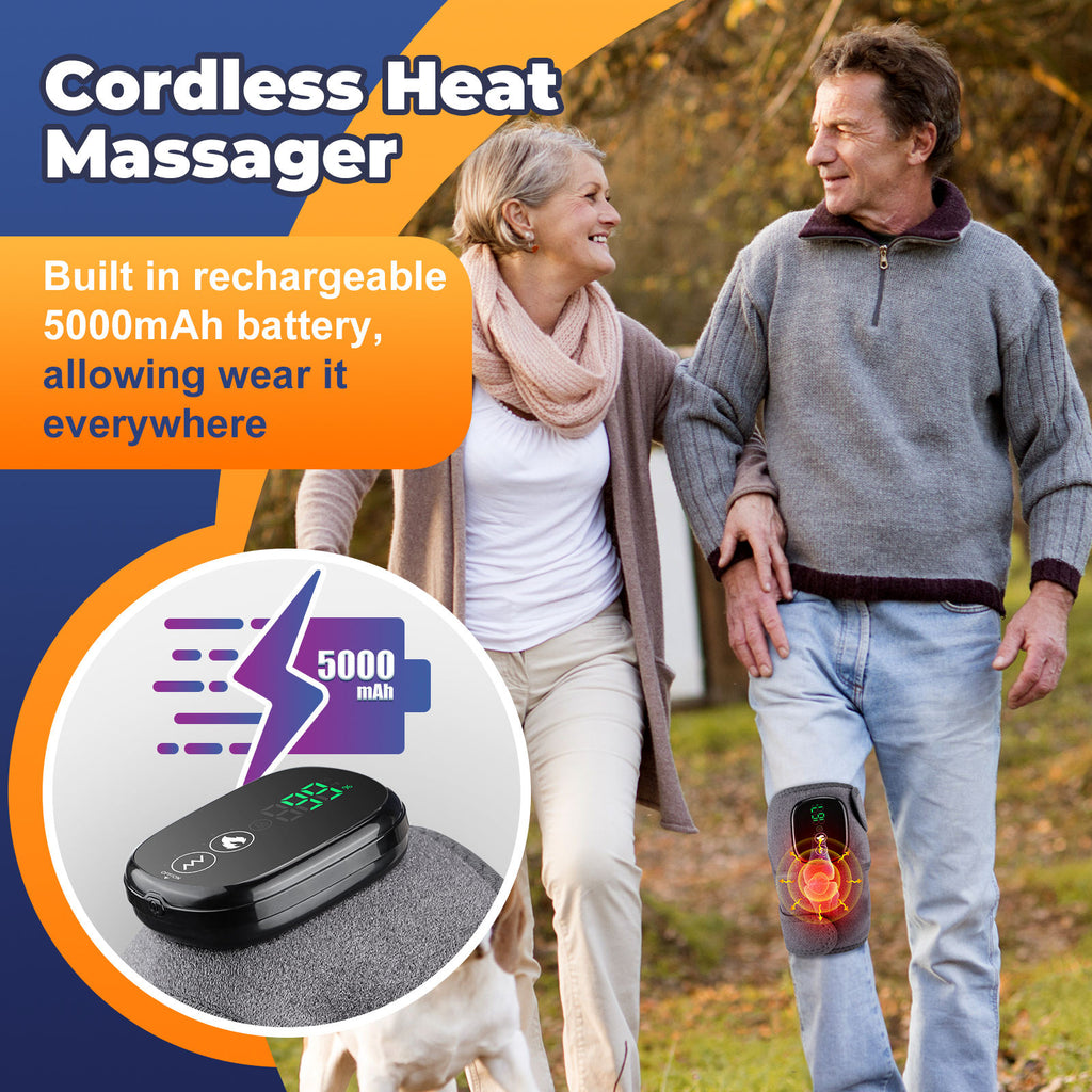 3-in-1 Wireless Heating & Vibration Knee Massager for Joint Pain Relief