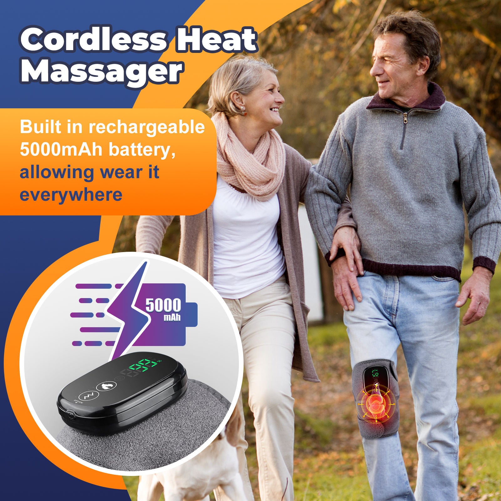 3-in-1 Wireless Heating & Vibration Knee Massager for Joint Pain Relief