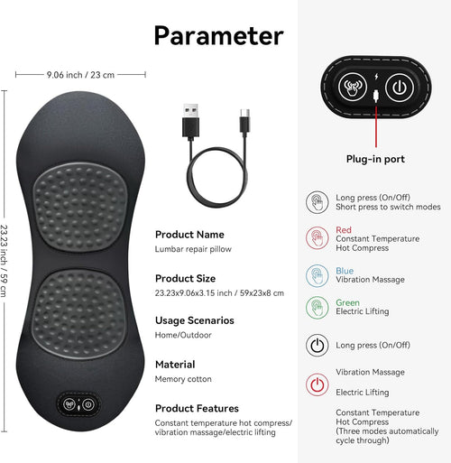 Back Pain Relief Massage Pillow (Heat + Vibration)